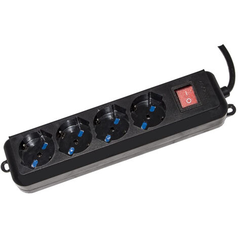 Link multipresa 4 prese universali ita-schuko 10-16 a - spina 16 a con interruttore colore nero