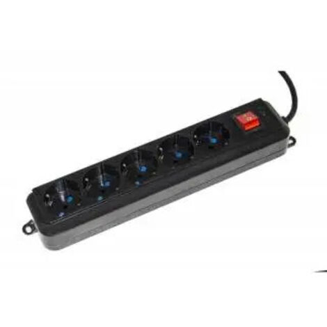 Link Multipresa 5 Prese Universali Ita-Schuko 10-16A Spina 16-A con Interruttore Nera con Protezione Contro Sovraccarichi