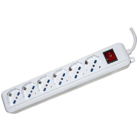 Link multipresa 6 prese universali ita-schuko 10-16 a - spina 16 a con interruttore