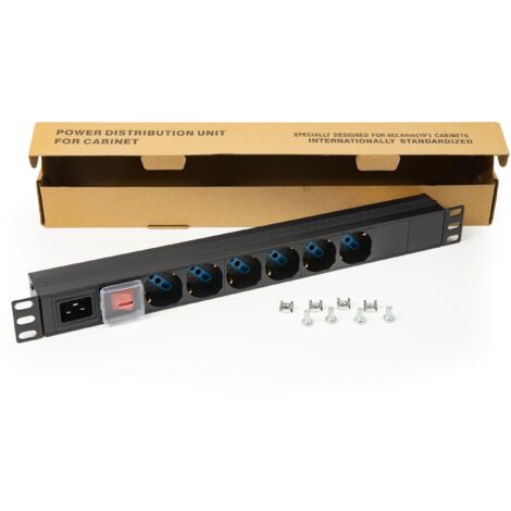 Link multipresa da rack 19 6 prese universali con presa per cavo alimentazione c20