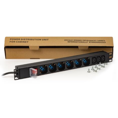 Link multipresa da rack 19 con 6 prese universali + 3 prese c13 con interruttore spina italiana 16a