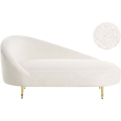 Linksseitige Chaiselounge VALREAS Bouclé Cremeweiß
