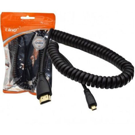 Linq - Cavo Adattatore A Spirale Molla Da Micro Hdmi A Hdmi Lunghezza 2 Metri Hd-c4522 -