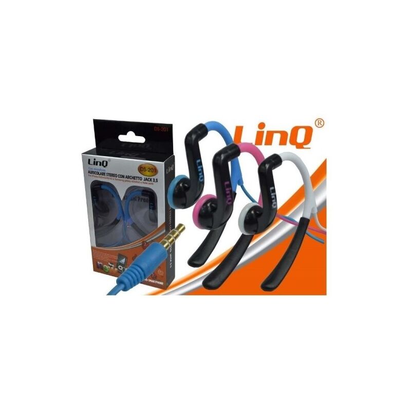 Image of Trade Shop - Linq Ds-201 Cuffie Auricolari Stereo Con Archetto Colore Azzurro Con Microfono