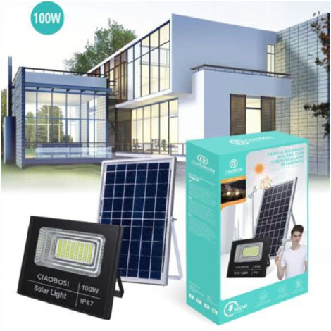 Linq - Faro Faretto Led Pannello Solare Fotovoltaico Ip67 100w Con Telecomando Led-8193 -