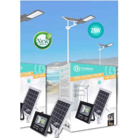 Linq - Faro Faretto Led Pannello Solare Fotovoltaico Ip67 25w Con Telecomando Led-8189 -