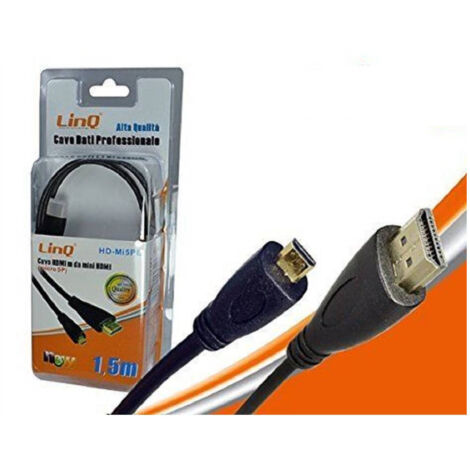 Linq - Hdmi A Mini Hdmi Cavo A C Spina 1080 Hd Tv Adattatore 1,5 Mt Linq Hd-mi5pb -