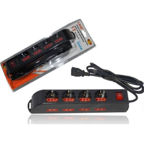 Linq - Multipresa Ciabatta Presa Ups 12 Posti 4 Shuko 8 Bipasso Interruttore On/off At-12 -