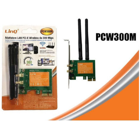 Linq - Scheda Di Rete Adattatore Lan Pci-e Express Network Card Wireless 300mbps Pcw300m -