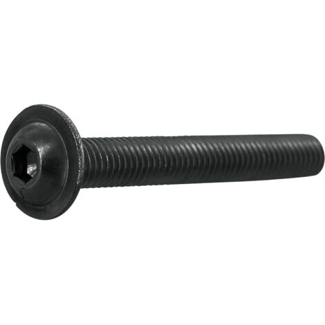 Linsenschrauben M4x12 Linsenkopfschrauben mit Innensechskant und Flansch ISO7380, schwarz verzinkt