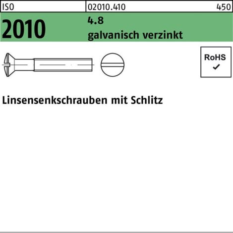 Linsensenkschraube ISO 2010 m.Schlitz M 4 x 25 4.8 galvanisch verzinkt