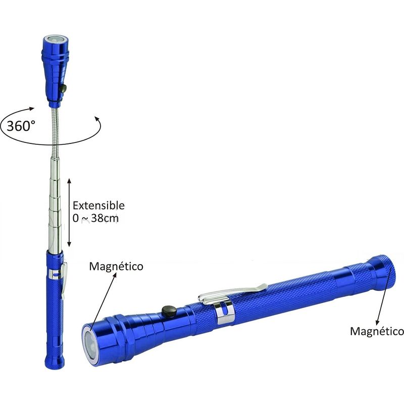 

Linterna 3 led extensible magnética+pilas Orework