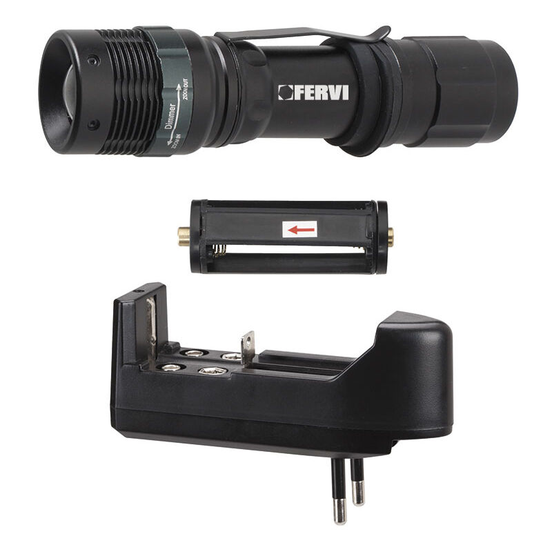 

Linterna Antorcha De Aluminio Luz Led Y Zoom 230V +Adaptator Baterías Fervi 0338