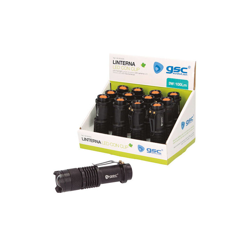 

Linterna con clip 3W - 12u caja exp