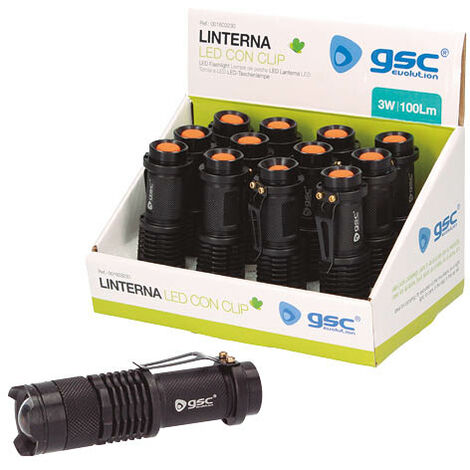 Mini linterna LED con abridor 350lm - 12u caja exp