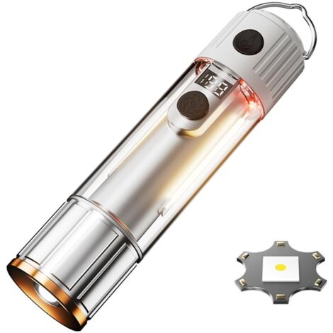 Linterna de 7 modos, batería de 1500 mAh, enfoque telescópico, linterna recargable de emergencia para acampar en caso de cortes de energía, acampada de emergencia y senderismo.