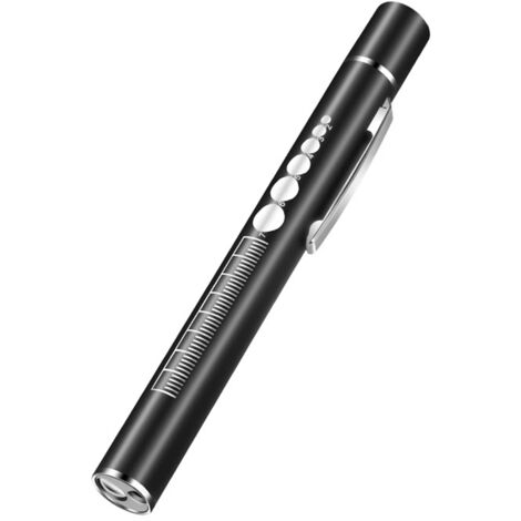 Linterna de bolsillo de doble fuente para pupilas, linterna portátil recargable para médicos y enfermeras, de acero inoxidable, linterna LED 2 en 1 amarilla y blanca.