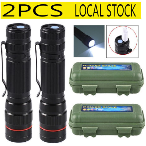 Linterna de bolsillo LED recargable con zoom (2 unidades), linterna táctica ultrabrillante ideal para acampar.