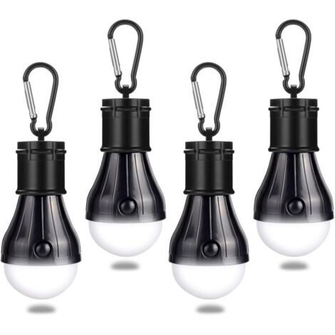 Linterna de camping con mosquetón, paquete de 4 bombillas LED para tienda de campaña, impermeables, para senderismo, mochileros y camping.