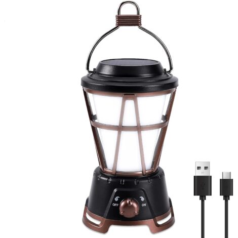 Linterna de camping LED, potente lámpara de camping recargable de 1000 lm, linterna de iluminación exterior, brillo ajustable con 2 modos, lámpara de camping impermeable