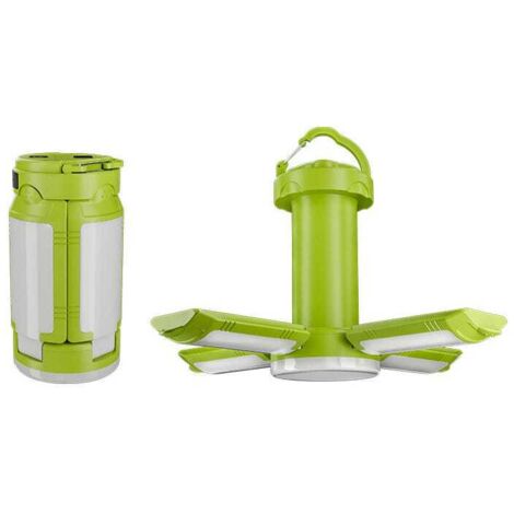 Linterna de camping plegable, 4 luces, resistente al agua IPX4, con pantalla digital LED, ideal para cortes de luz o emergencias, color verde.