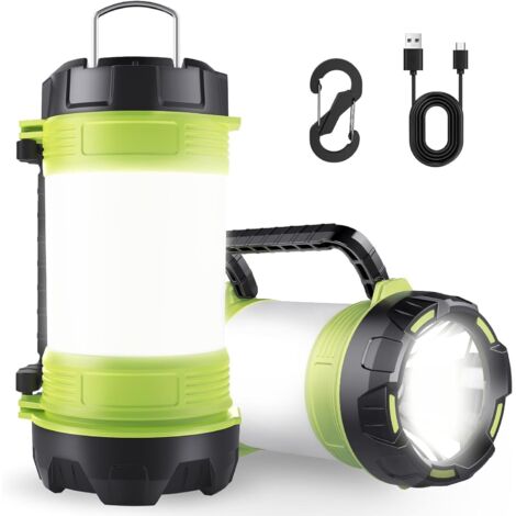 Linterna de camping recargable, linterna LED con 6 modos de luz, batería externa impermeable, lámpara portátil para tienda de campaña