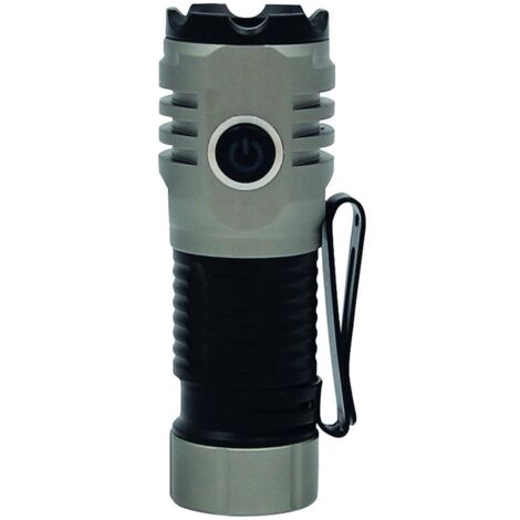 Linterna de mano LED COB (12W 1000lm) con cable USB C haz de luz hasta 105m IPX4 Ø26x70mm color negro y gris