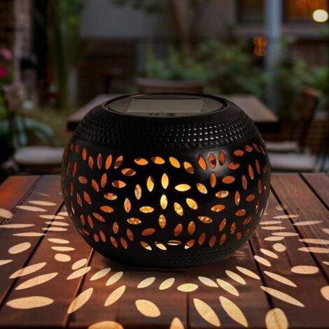 Linterna de mesa solar LED negra impermeable para exteriores - Linterna decorativa con energía solar para oficina, dormitorio, patio, jardín, entrada de vehículos, patio (1 unidad)