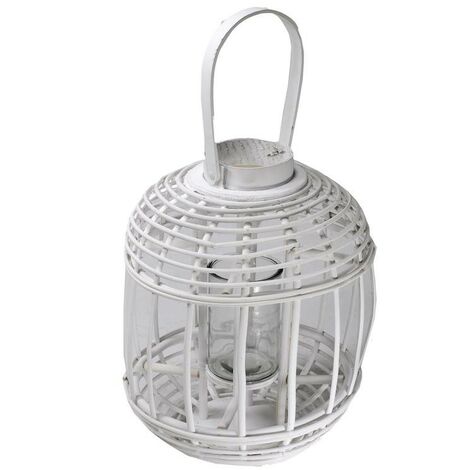 Linterna de mimbre blanca