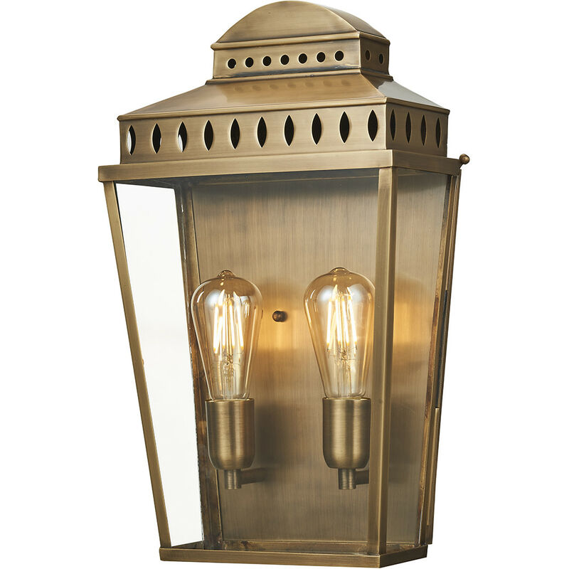 

Mansion House - Linterna de pared grande para exteriores 2 luces Latón IP44, E27 - Elstead