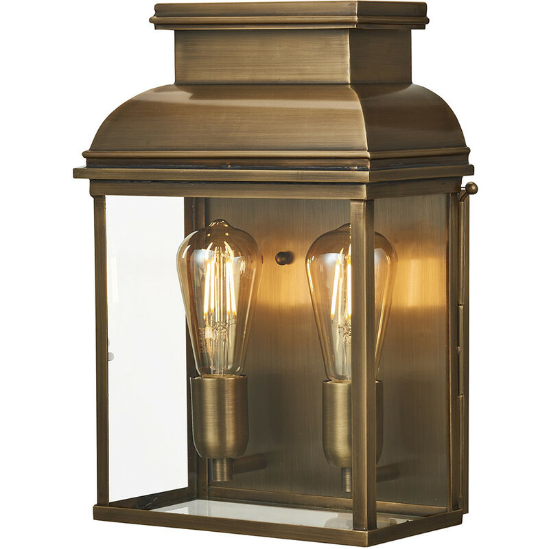 

Old Bailey - Linterna de pared grande para exteriores 2 luces Latón IP44, E27 - Elstead