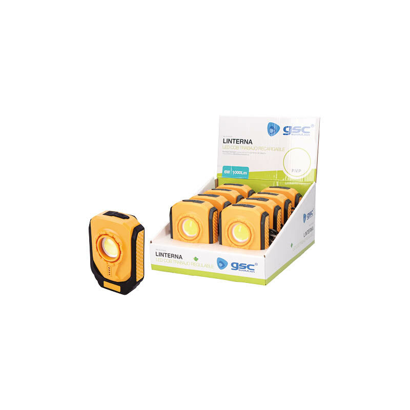 

Linterna de trabajo LED COB 6W recargable - 8u caja exp
