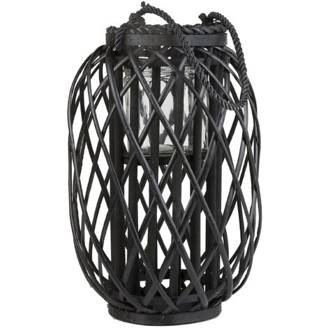 Linterna decorativa de madera negra 40 cm adorno farol candelero Mauritius