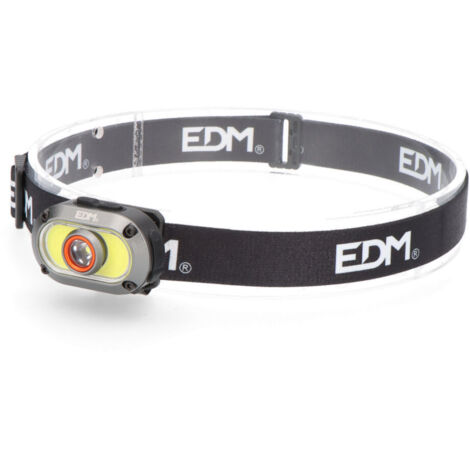 Linterna frontal de aluminio recargable 7w 500lm 2 leds 235mah edm