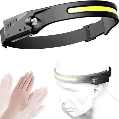 Linterna frontal LED de 230 grados, COB+XPE, 5 modos, sensor, impermeable, recargable por USB, para correr, ciclismo y reparaciones SY-2 [Clase energética A+++]