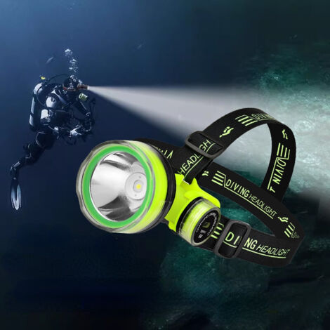 Linterna frontal LED para buceo, impermeable, de largo alcance, para buceo profundo, pesca, linterna