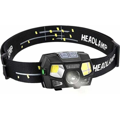 Linterna frontal LED potente de 300 lúmenes, recargable por USB, 5 modos de luz, IPX4 resistente al agua con sensor de movimiento para correr, acampar, ciclismo e iluminación exterior.