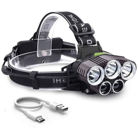 Linterna frontal LED recargable con ángulo ajustable, linterna para ciclismo, pesca y actividades al aire libre.