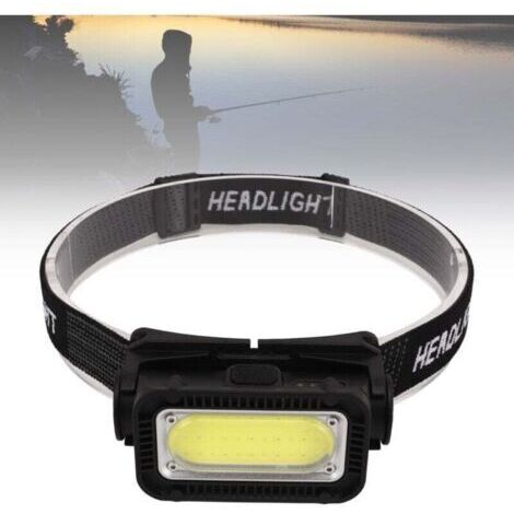 Linterna frontal LED recargable con luz roja para senderismo y acampada.