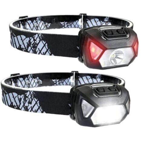 Linterna frontal LED recargable D5000 - Ultrabrillante, 6 modos, IPX6, USB-C - Paquete de 2
