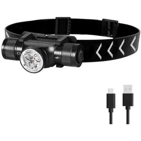 Linterna frontal LED recargable de 1500 lúmenes, resistente al agua IP66, 5 modos de iluminación para ciclismo, camping, senderismo y bricolaje.
