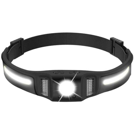 Linterna frontal LED recargable de 650 lúmenes con luz roja, sensor de movimiento, 10 modos de iluminación, linterna frontal COB ultra potente de 270°.