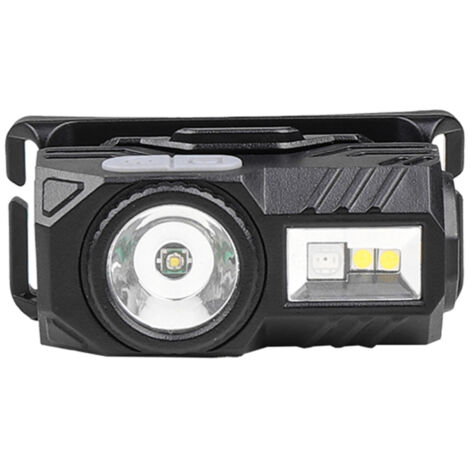 Linterna frontal LED recargable de alto brillo, tapa con clip, 9 modos de iluminación, sensor de movimiento, función magnética.