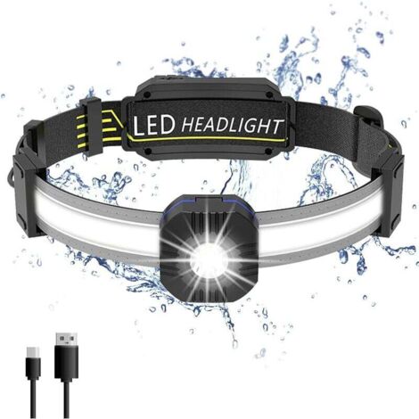 Linterna frontal LED recargable. Potente linterna frontal impermeable con 10 modos de iluminación. 500 lúmenes. Faros frontales ajustables para pesca. Cámping. Senderismo. Ciclismo (Tipo A)