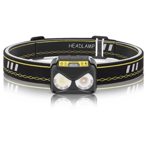Linterna frontal LED recargable, potente, resistente al agua IPX5, brillante, con sensor de movimiento para pesca