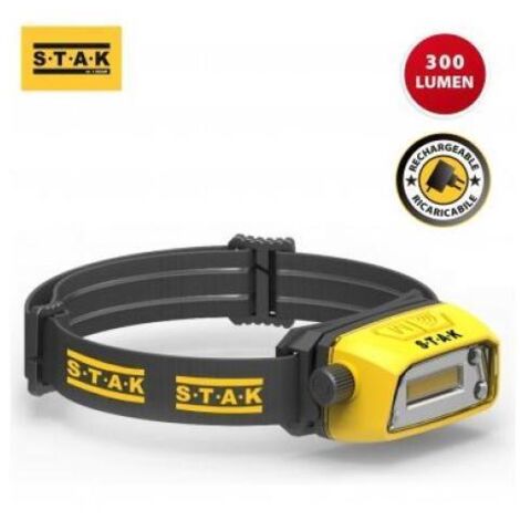 Linterna Frontal LED Recargable y Ajustable Stak 3 W 300 Lm