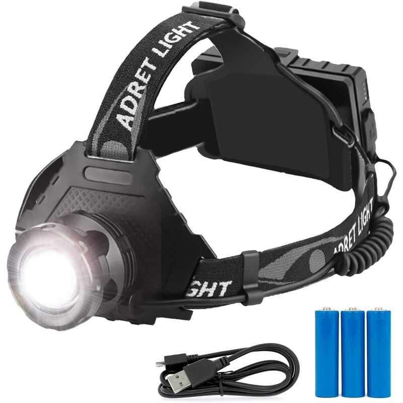 

Linterna frontal LED ultrapotente: lámpara LED que se puede usar para iluminación de bicicleta o senderismo y 5 modos que incluyen flash, SOS y zoom.