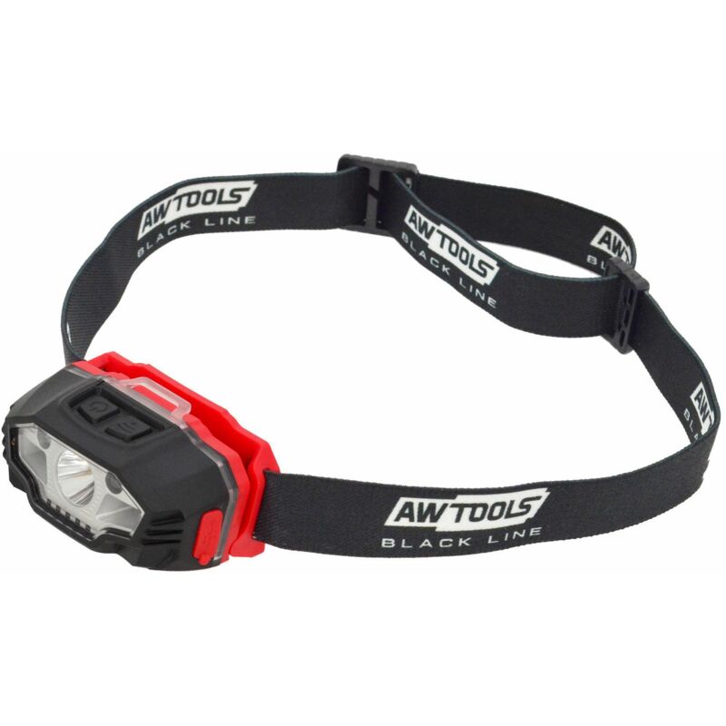 Linterna frontal LED USB de 6 funciones AWTOOLS, l铆nea negra