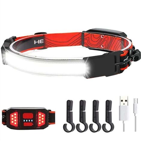 Linterna frontal recargable con haz gran angular de 230°, 1000 lúmenes, 3 modos, linterna frontal LED superbrillante