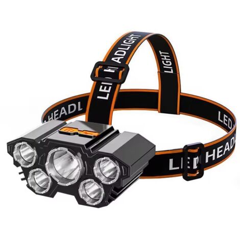 Linterna frontal recargable de luz alta, linterna superbrillante para montar en la cabeza, iluminación portátil para exteriores, luz de pesca impermeable/linterna frontal T21: batería 14500